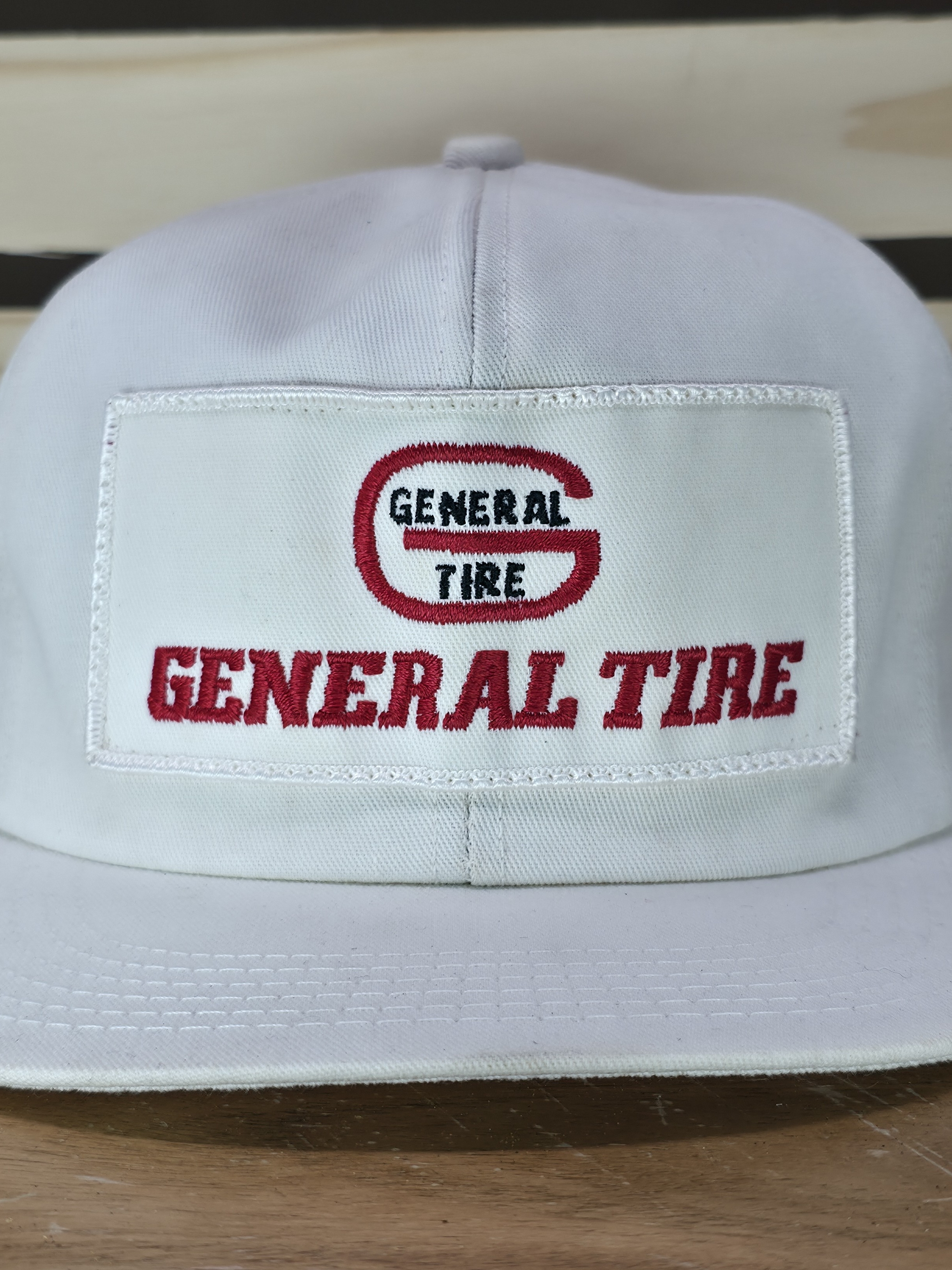 Vintage General Tire Embroidered Logo White Baseball Cap